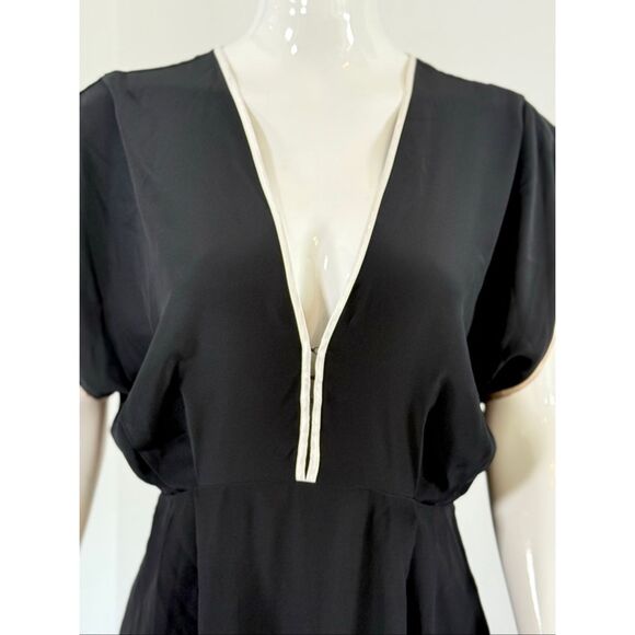 Kiki de Montparnasse $488 Silk V-Neck Mini Dress Black White Size Small - Picture 9 of 11